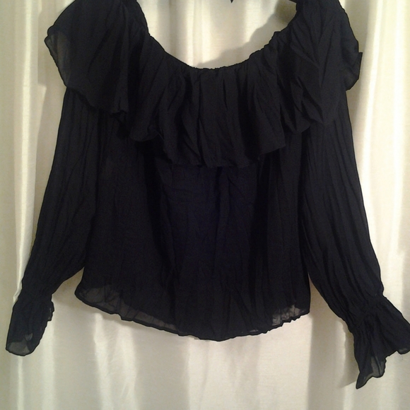 PARIS BLUES OFF THE SHOULDER BLACK TOP SEXY MEDIUM - Picture 3 of 4